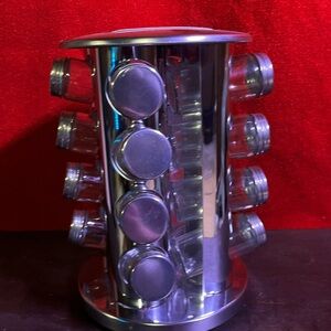 PARINI Spinning Spice Rack with Glass Jars
